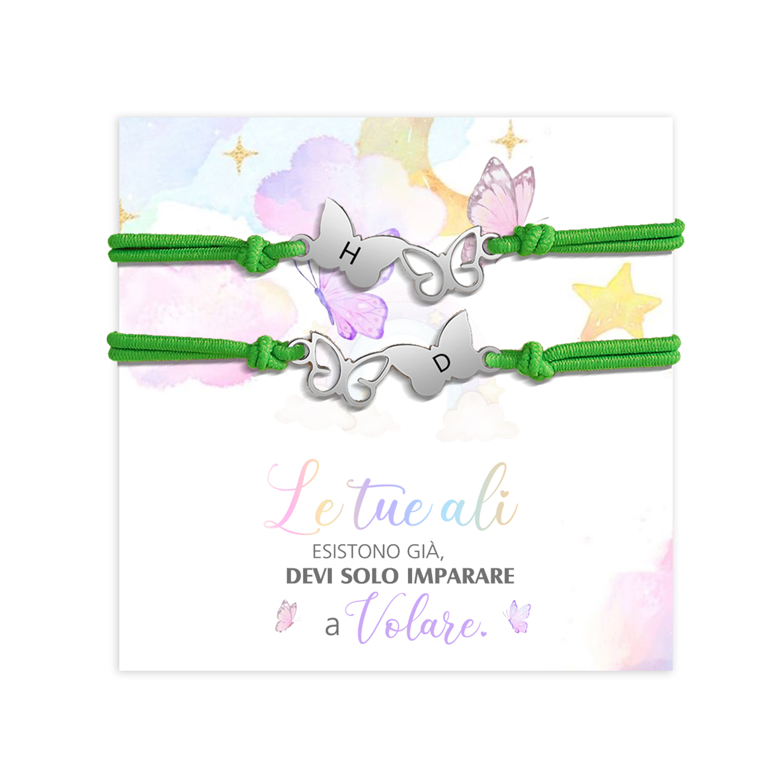 2PCS Braccialetto Farfalla🦋 regorabile personalizzato con 2 lettere