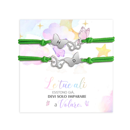 2PCS Braccialetto Farfalla🦋 regorabile personalizzato con 2 lettere