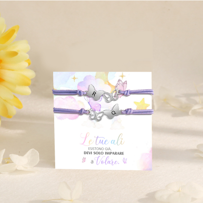 2PCS Braccialetto Farfalla🦋 regorabile personalizzato con 2 lettere