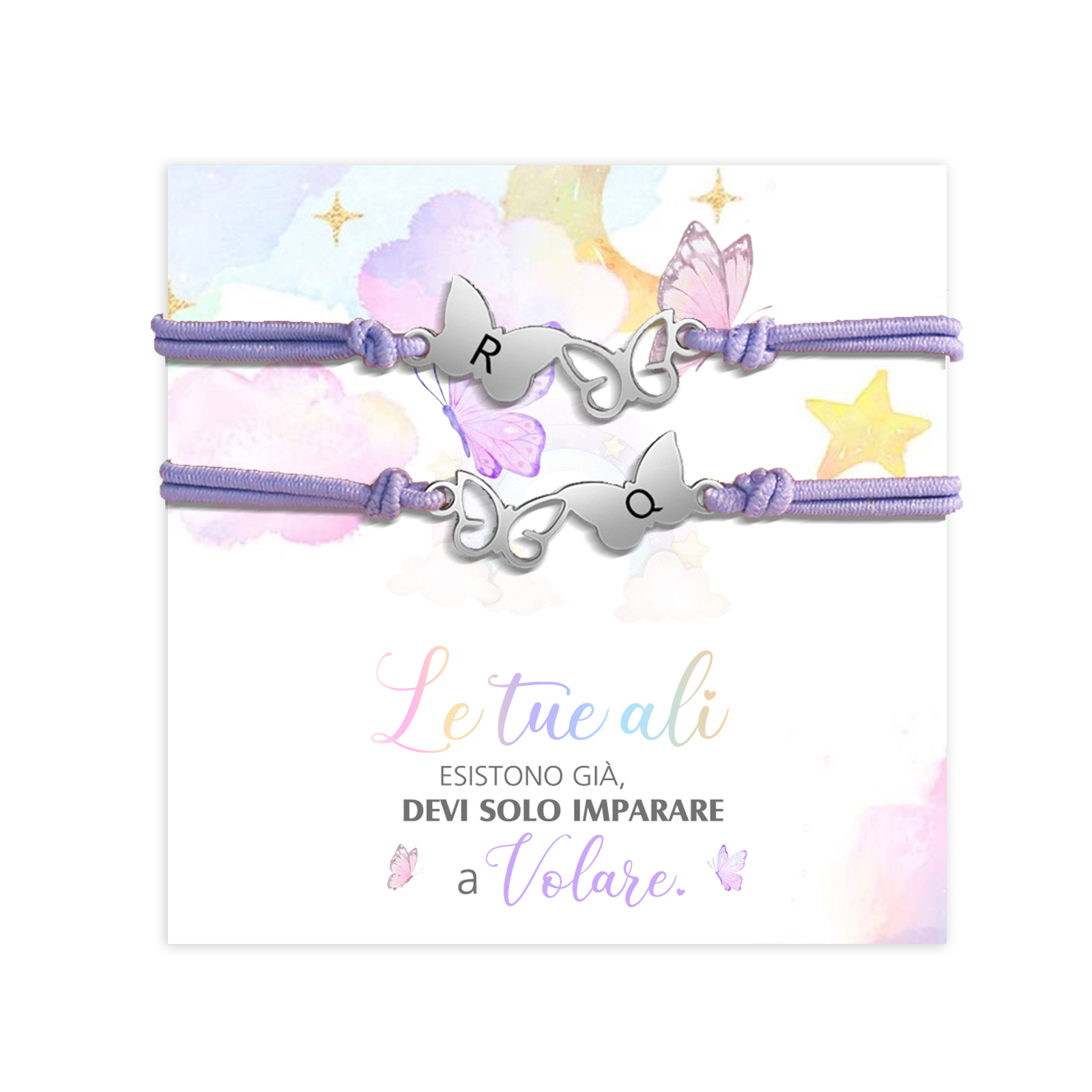 2PCS Braccialetto Farfalla🦋 regorabile personalizzato con 2 lettere