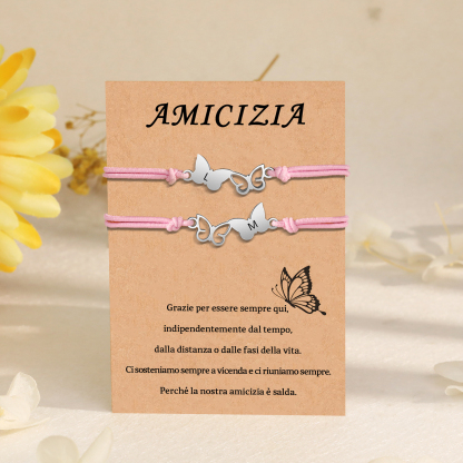 Amicizia-2PCS Braccialetto Farfalla🦋 regorabile personalizzato con 2 lettere