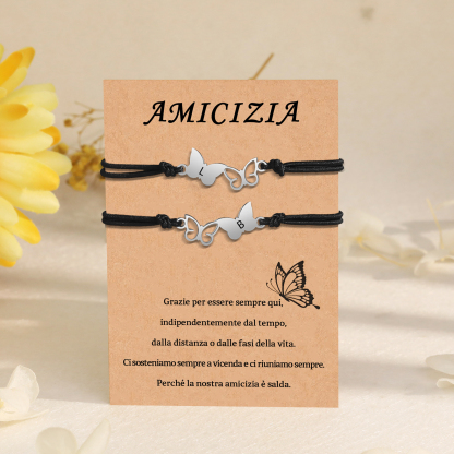 Amicizia-2PCS Braccialetto Farfalla🦋 regorabile personalizzato con 2 lettere