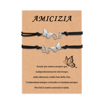 Amicizia-2PCS Braccialetto Farfalla🦋 regorabile personalizzato con 2 lettere