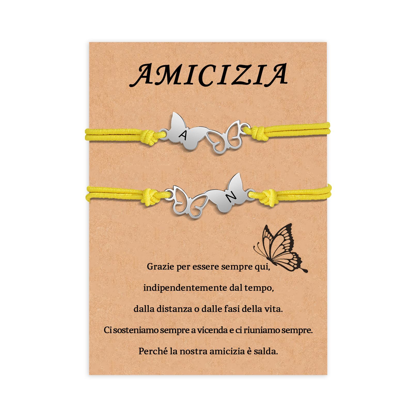 Amicizia-2PCS Braccialetto Farfalla🦋 regorabile personalizzato con 2 lettere