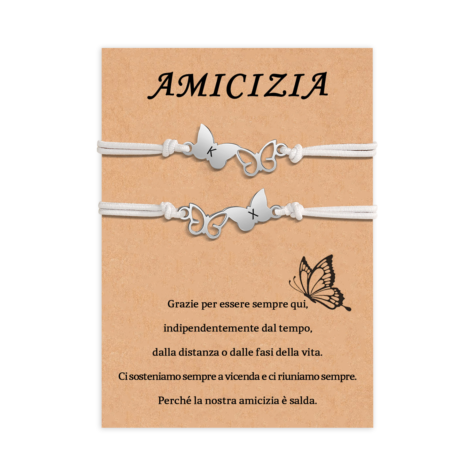 Amicizia-2PCS Braccialetto Farfalla🦋 regorabile personalizzato con 2 lettere