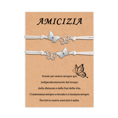 Amicizia-2PCS Braccialetto Farfalla🦋 regorabile personalizzato con 2 lettere