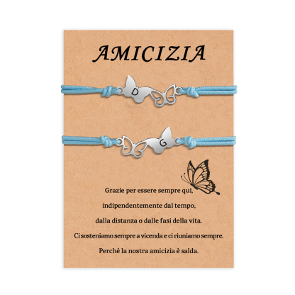 Amicizia-2PCS Braccialetto Farfalla🦋 regorabile personalizzato con 2 lettere
