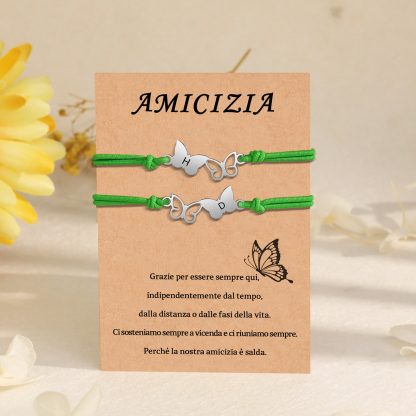 Amicizia-2PCS Braccialetto Farfalla🦋 regorabile personalizzato con 2 lettere