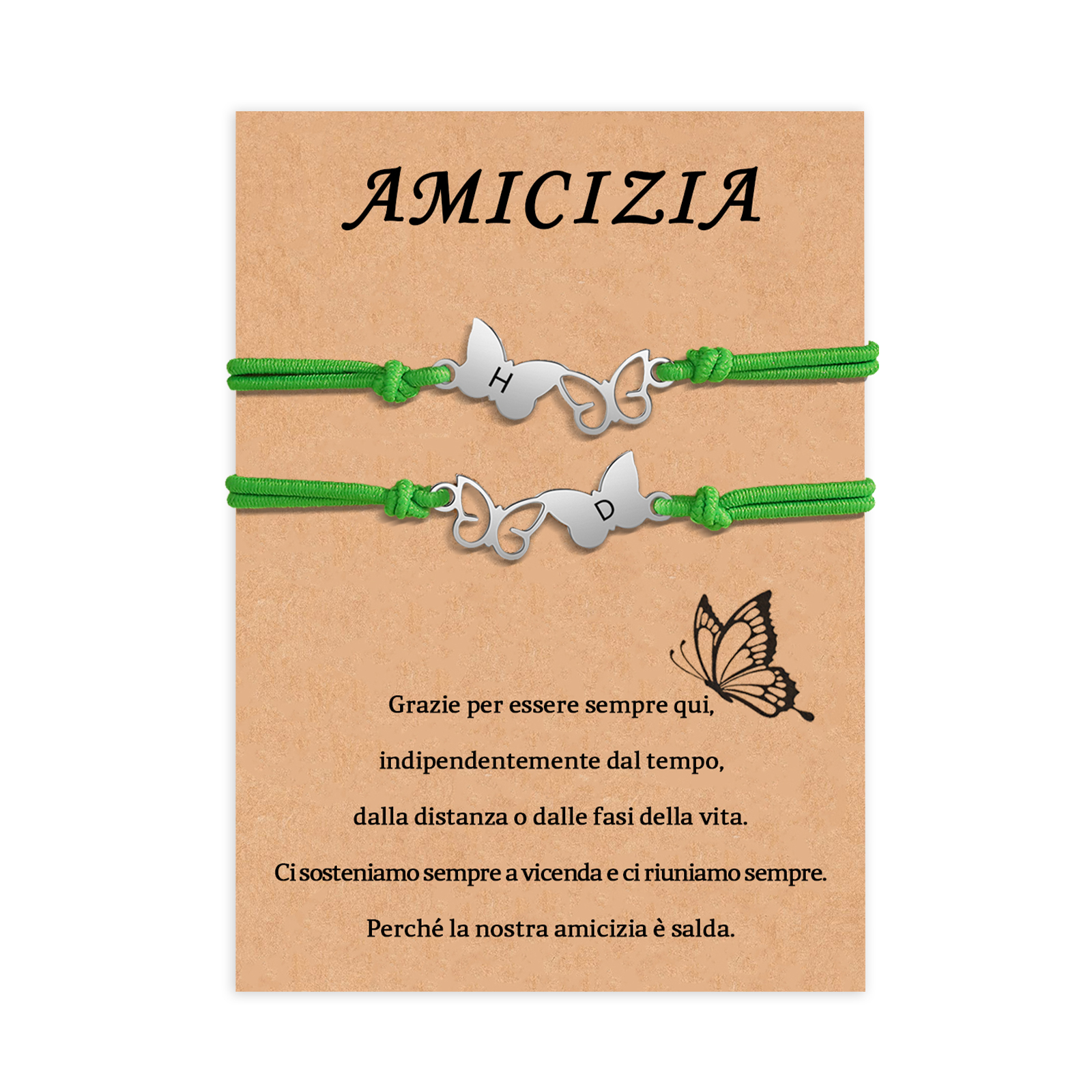 Amicizia-2PCS Braccialetto Farfalla🦋 regorabile personalizzato con 2 lettere