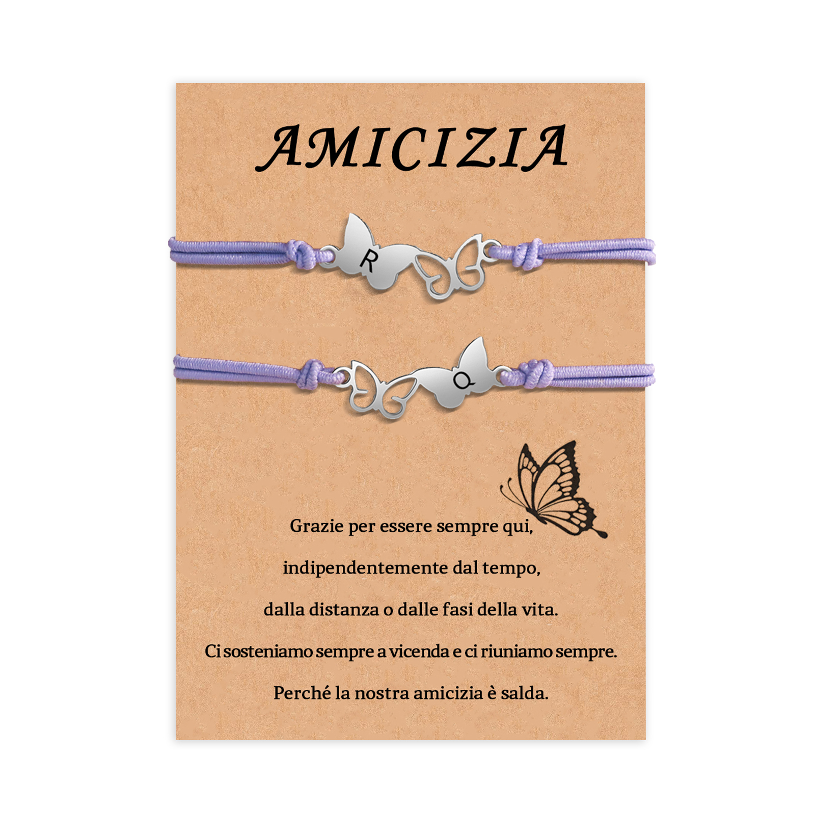 Amicizia-2PCS Braccialetto Farfalla🦋 regorabile personalizzato con 2 lettere