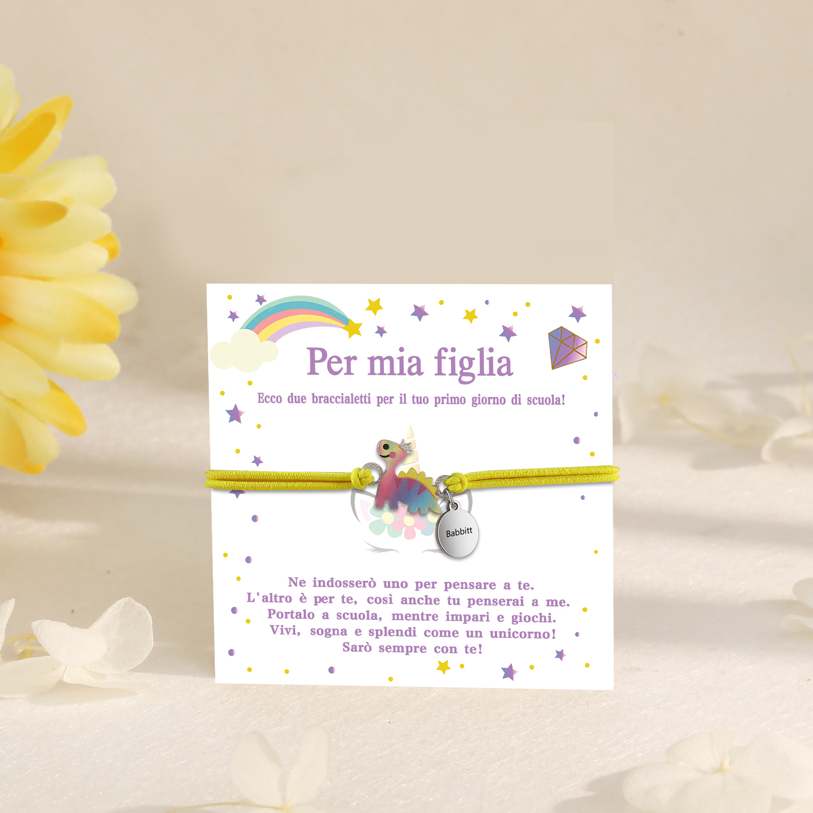 [Copy]Braccialetto/Fasce per i capelli con dinosauro 1 nome personalizzato regalo per i bambini
