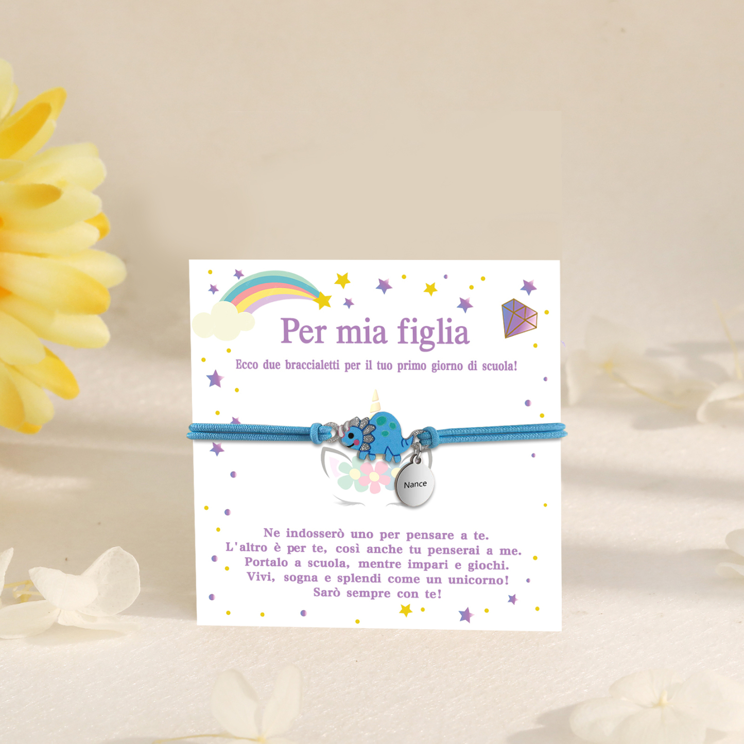 [Copy]Braccialetto/Fasce per i capelli con dinosauro 1 nome personalizzato regalo per i bambini