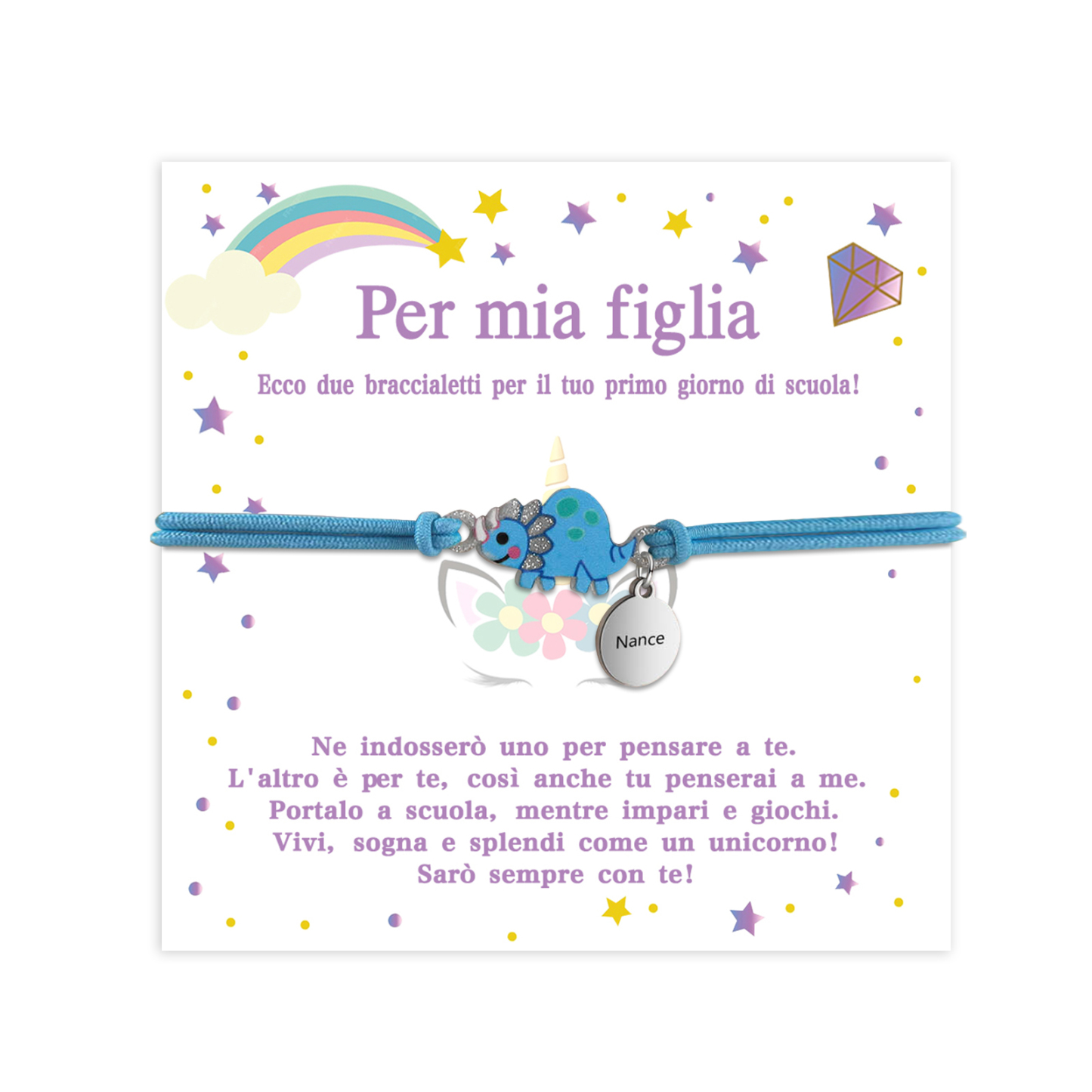 [Copy]Braccialetto/Fasce per i capelli con dinosauro 1 nome personalizzato regalo per i bambini