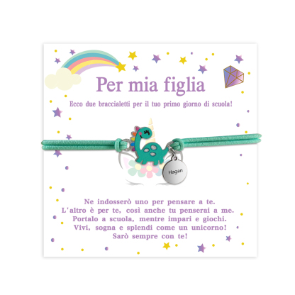 [Copy]Braccialetto/Fasce per i capelli con dinosauro 1 nome personalizzato regalo per i bambini
