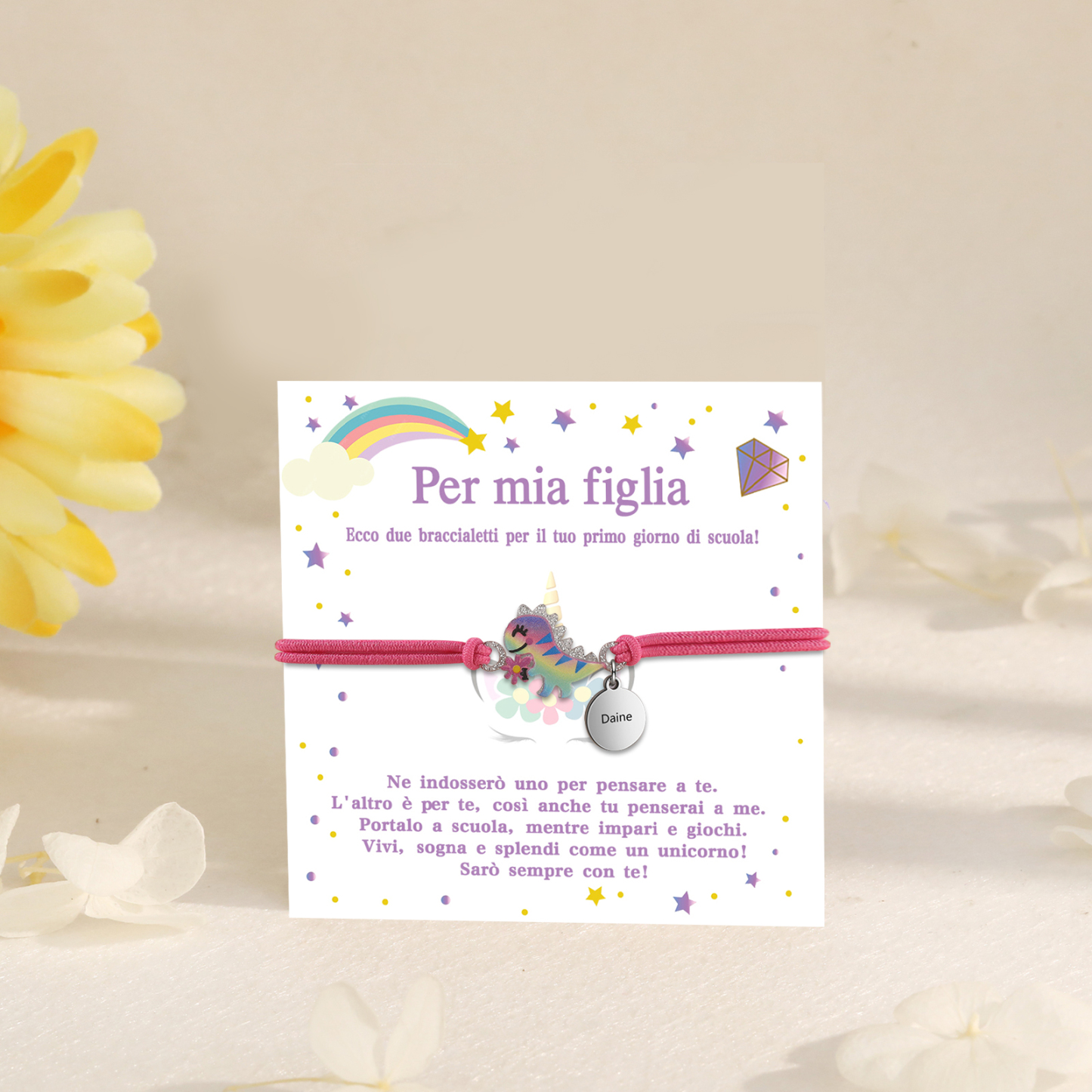 [Copy]Braccialetto/Fasce per i capelli con dinosauro 1 nome personalizzato regalo per i bambini