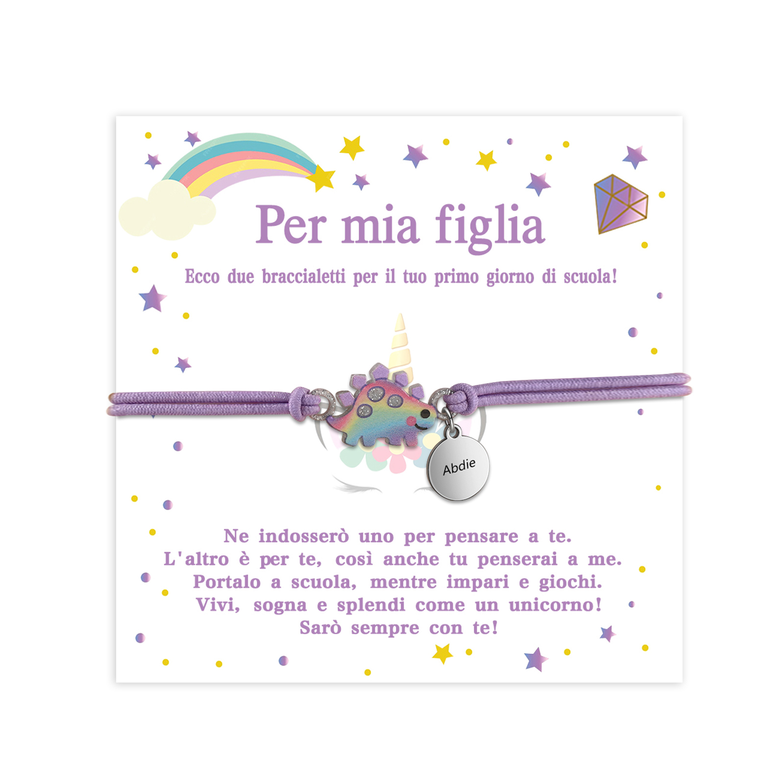 [Copy]Braccialetto/Fasce per i capelli con dinosauro 1 nome personalizzato regalo per i bambini