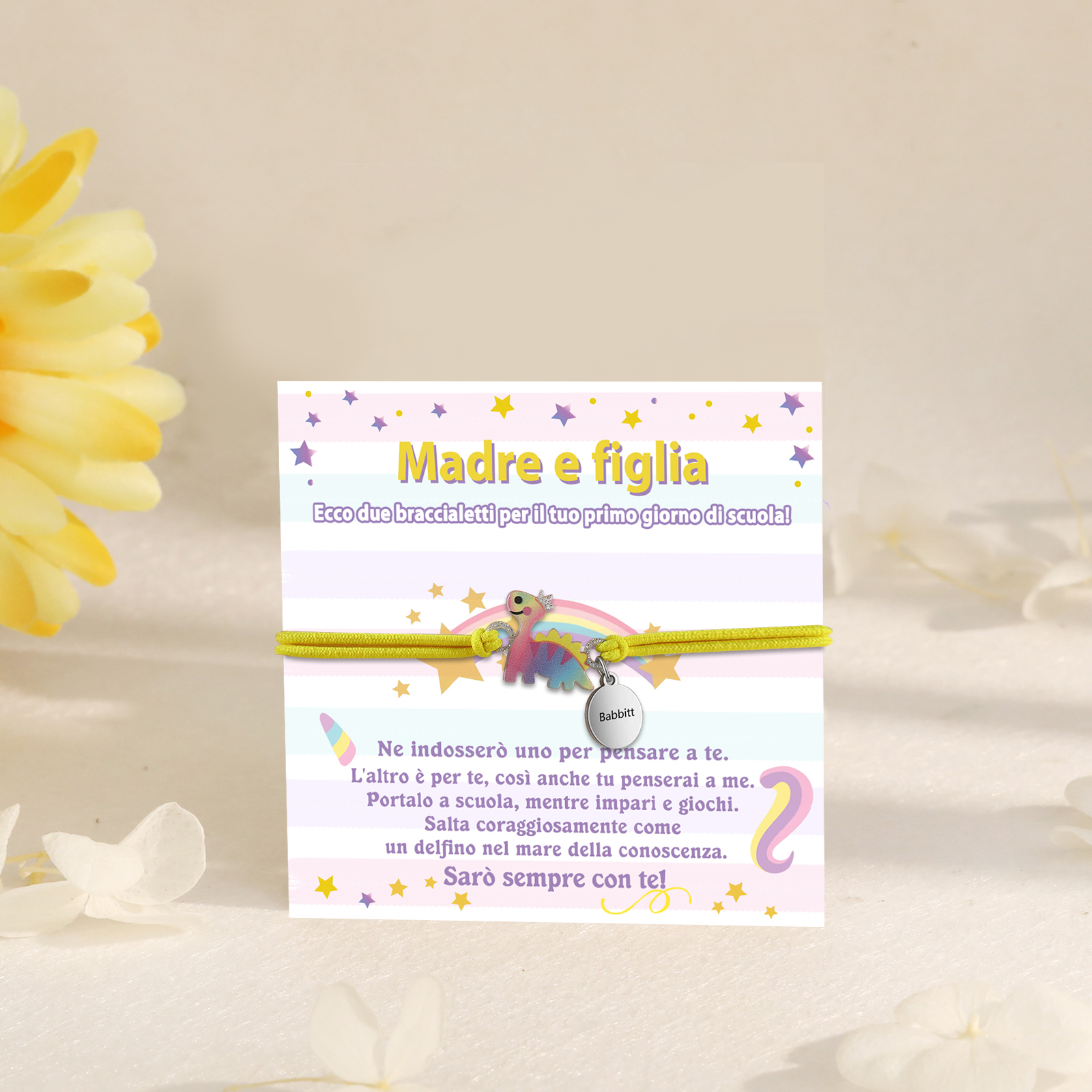 [Copy]Braccialetto/Fasce per i capelli con dinosauro 1 nome personalizzato regalo per i bambini