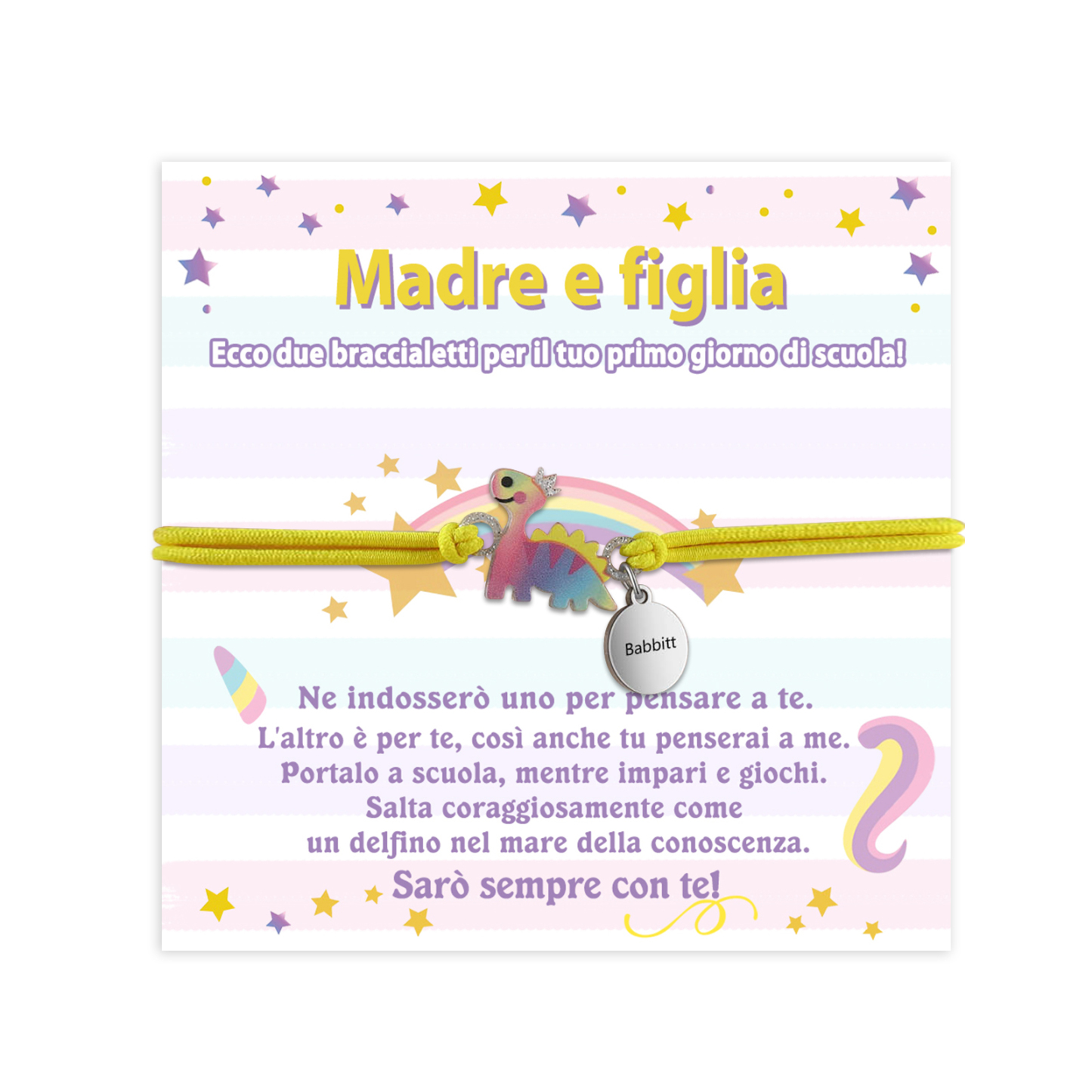 [Copy]Braccialetto/Fasce per i capelli con dinosauro 1 nome personalizzato regalo per i bambini