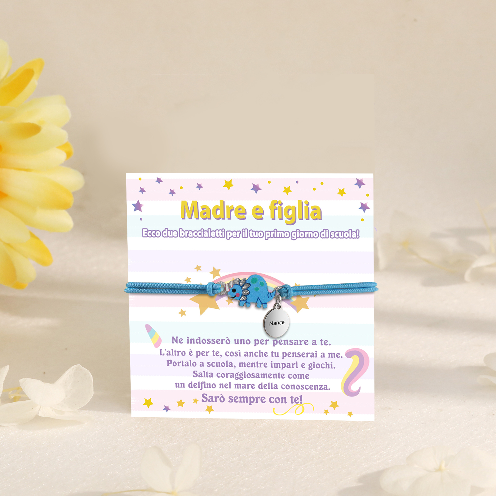 [Copy]Braccialetto/Fasce per i capelli con dinosauro 1 nome personalizzato regalo per i bambini