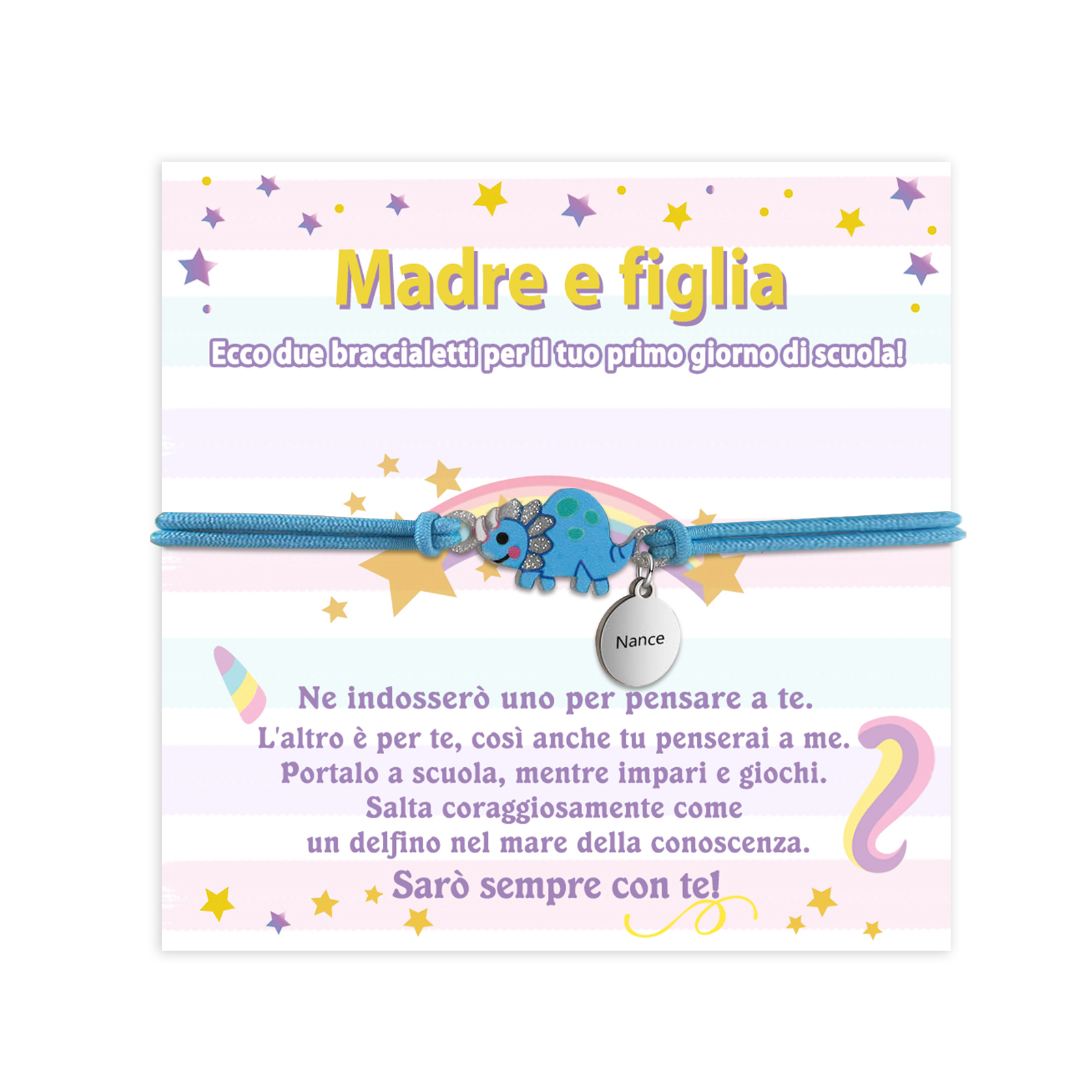 [Copy]Braccialetto/Fasce per i capelli con dinosauro 1 nome personalizzato regalo per i bambini