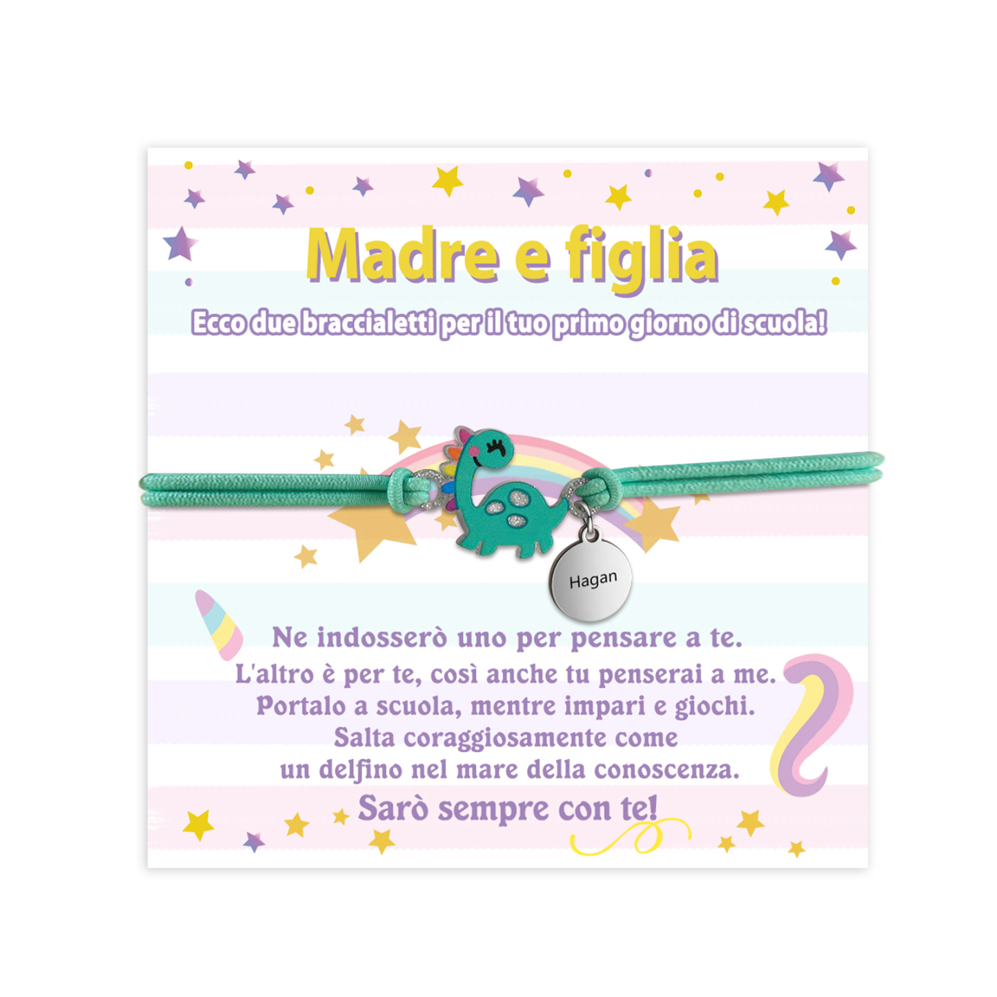 [Copy]Braccialetto/Fasce per i capelli con dinosauro 1 nome personalizzato regalo per i bambini