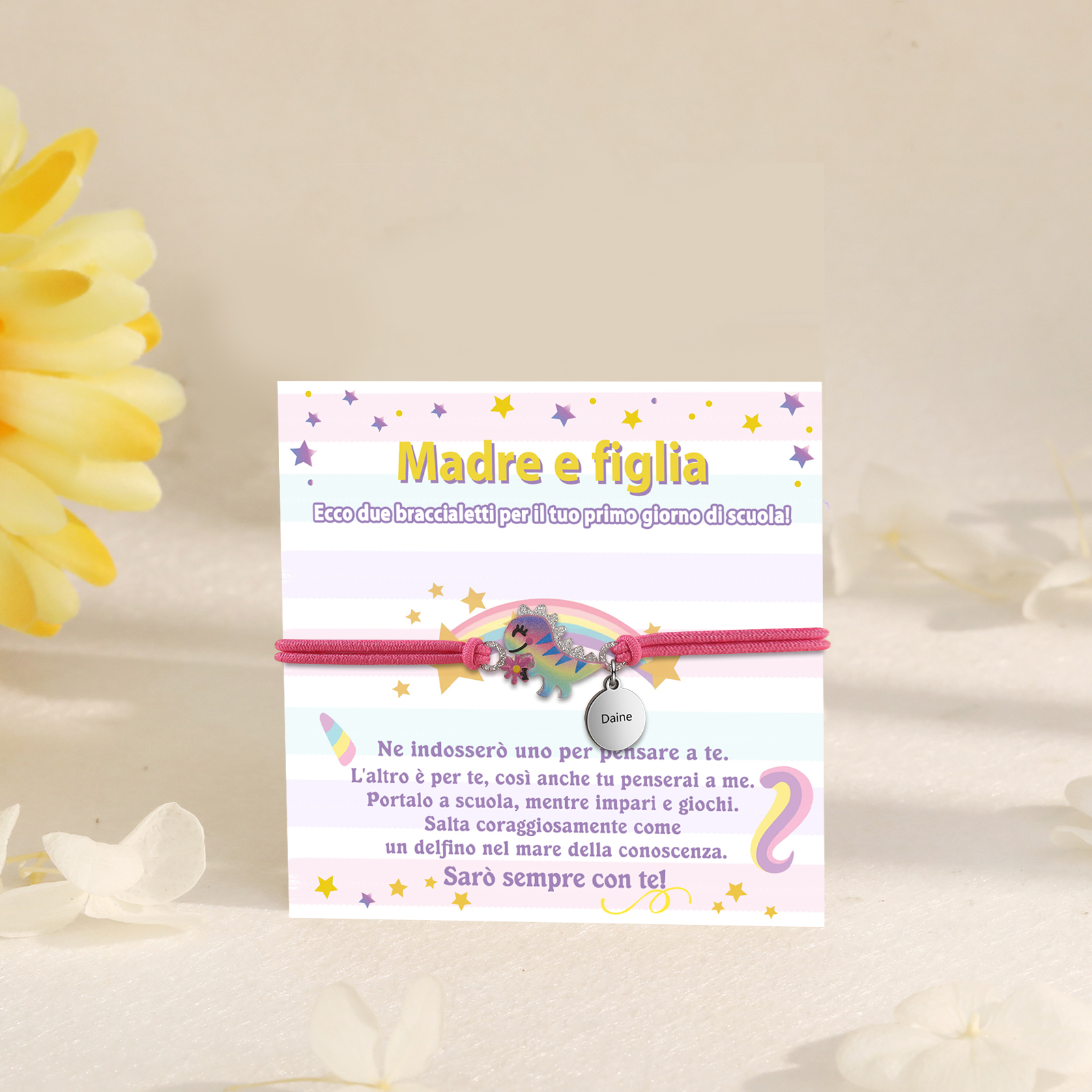 [Copy]Braccialetto/Fasce per i capelli con dinosauro 1 nome personalizzato regalo per i bambini