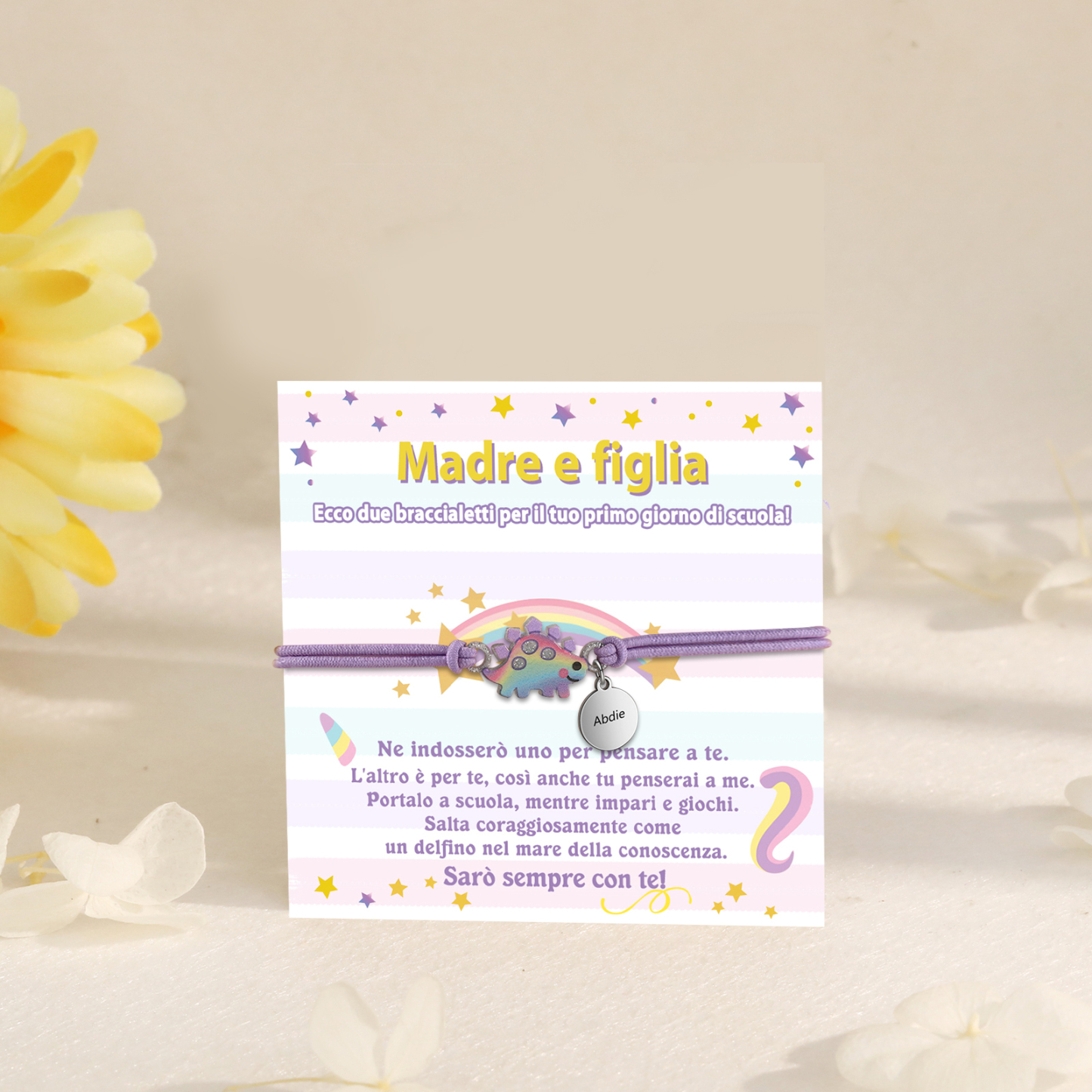 [Copy]Braccialetto/Fasce per i capelli con dinosauro 1 nome personalizzato regalo per i bambini