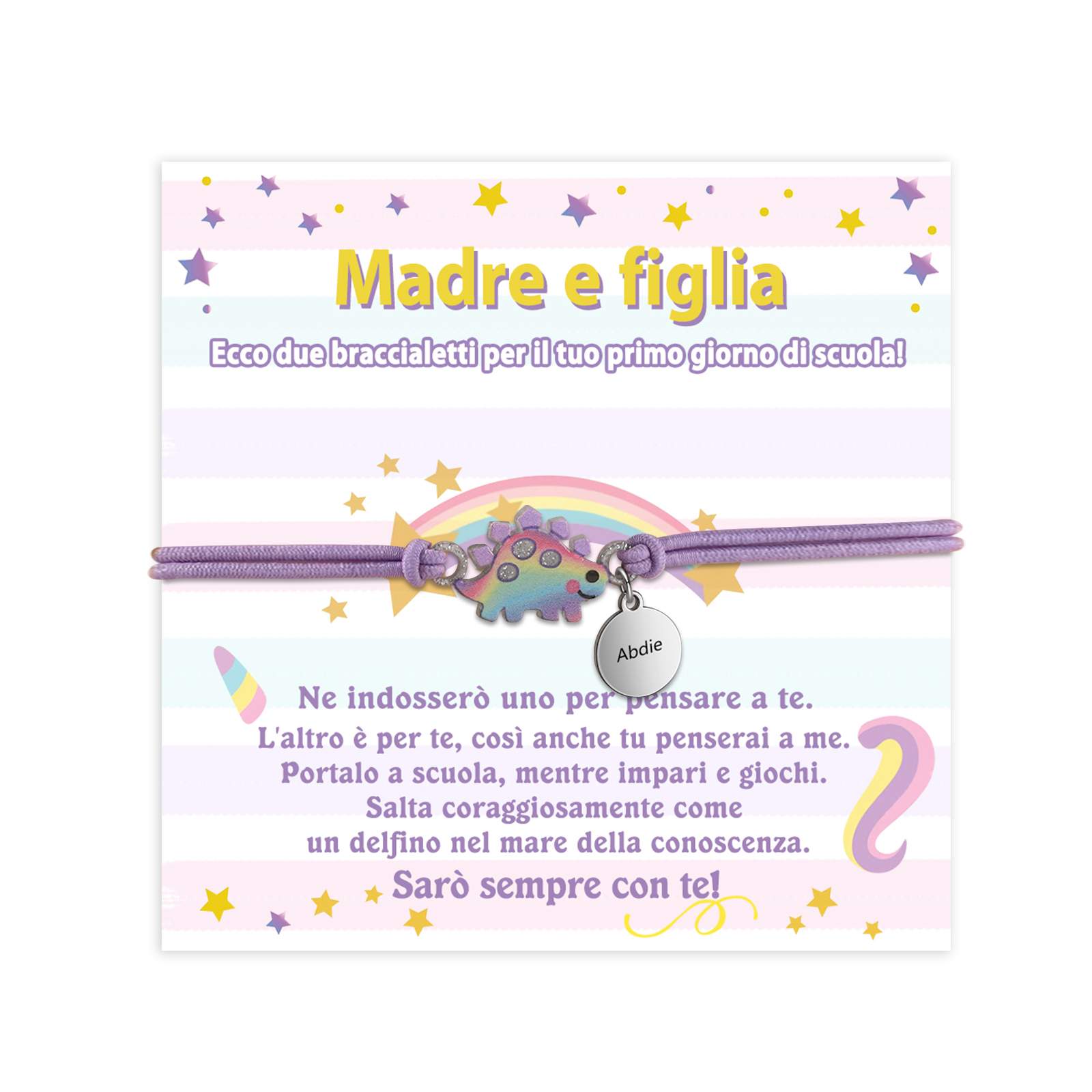 [Copy]Braccialetto/Fasce per i capelli con dinosauro 1 nome personalizzato regalo per i bambini