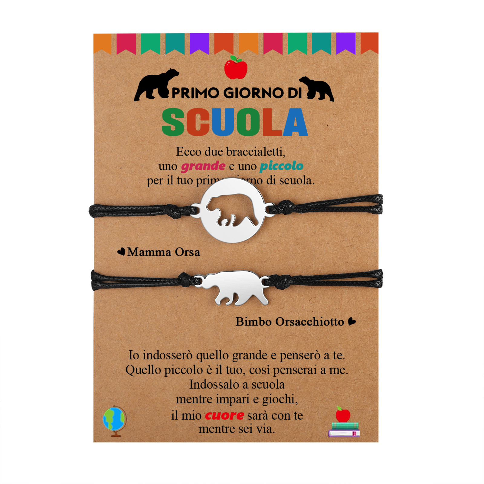 2PCS Braccialetto orso regalo per scuola bambino