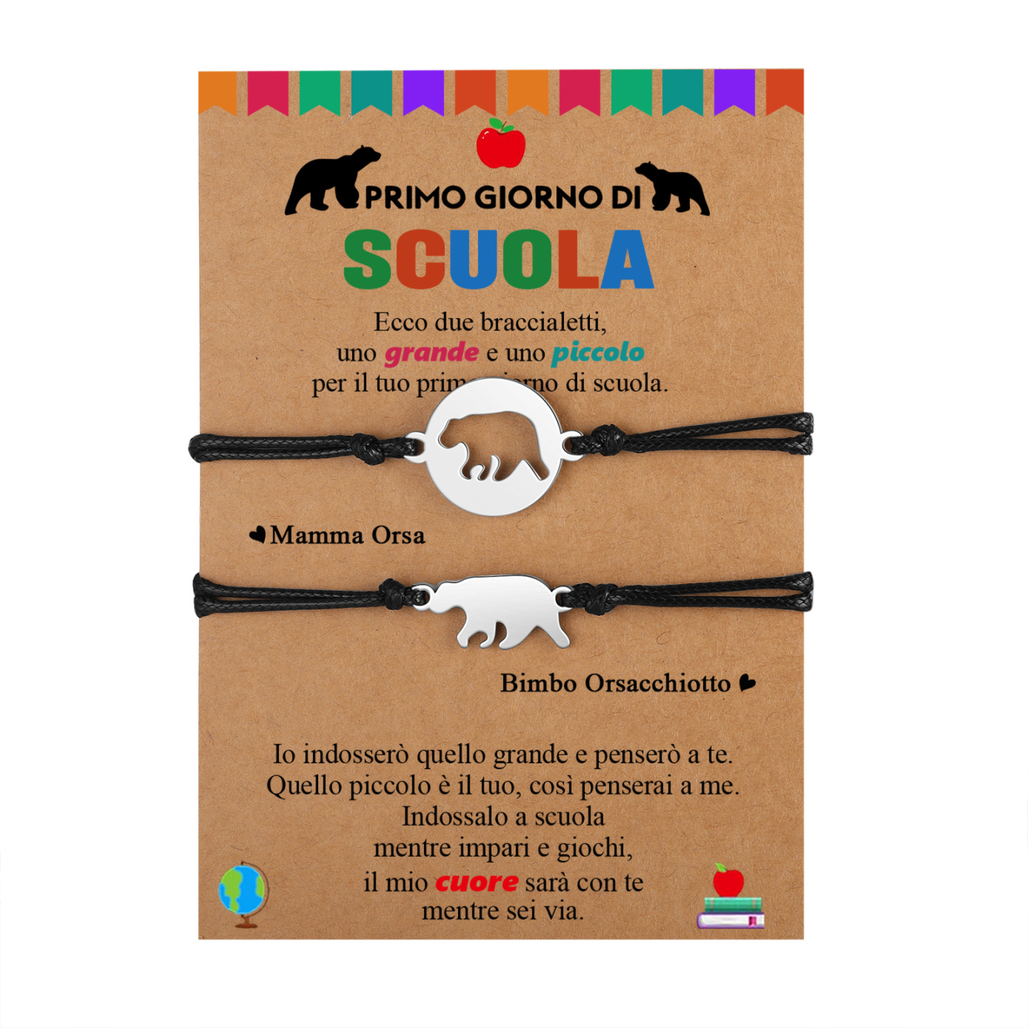 2PCS Braccialetto orso regalo per scuola bambino