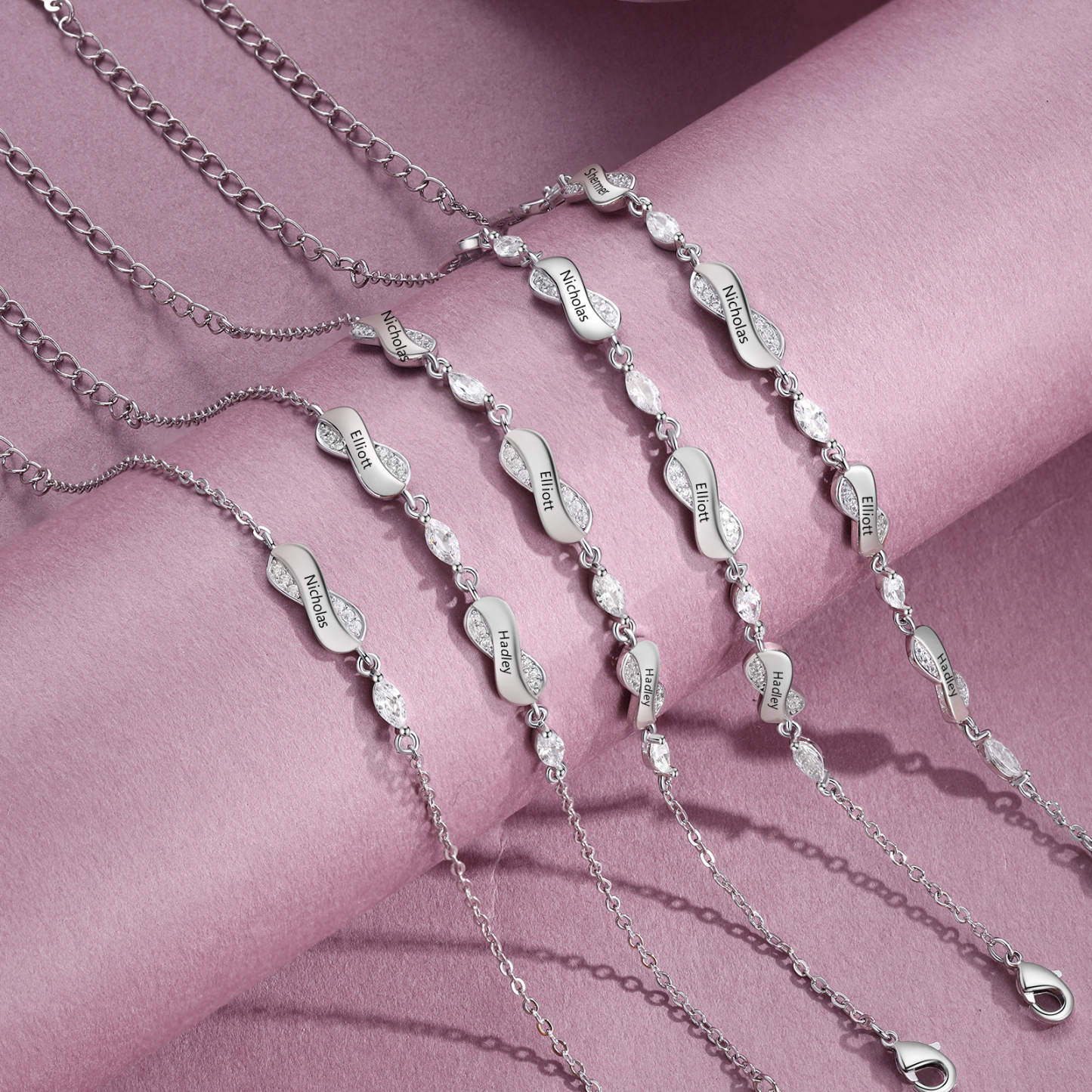 Bracciale Personalizzato in Rame con Infinito Regalo per Coppia per le donne 1-5 Nomi Personalizzati