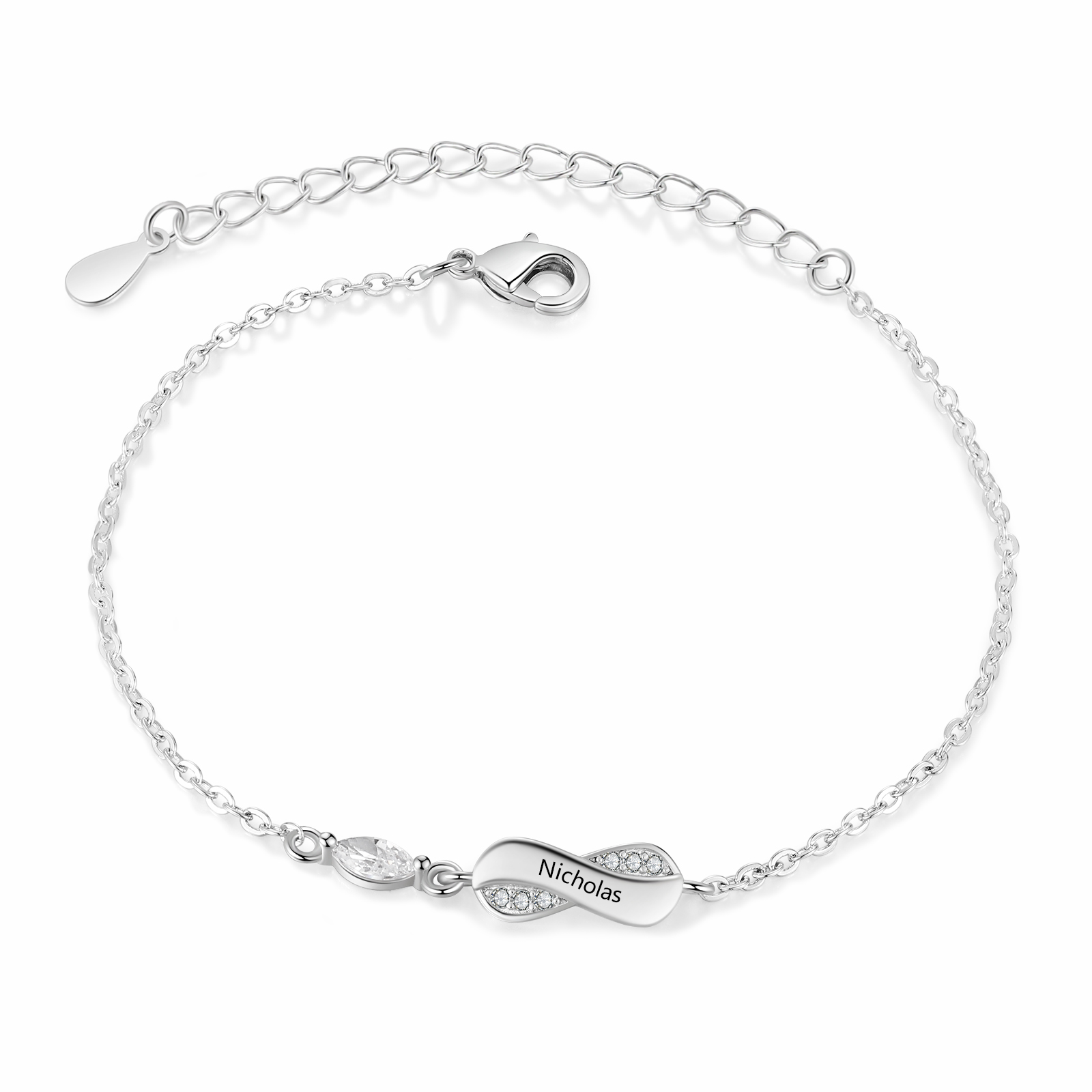Bracciale Personalizzato in Rame con Infinito Regalo per Coppia per le donne 1-5 Nomi Personalizzati