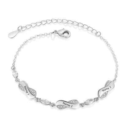 Bracciale Personalizzato in Rame con Infinito Regalo per Coppia per le donne 1-5 Nomi Personalizzati