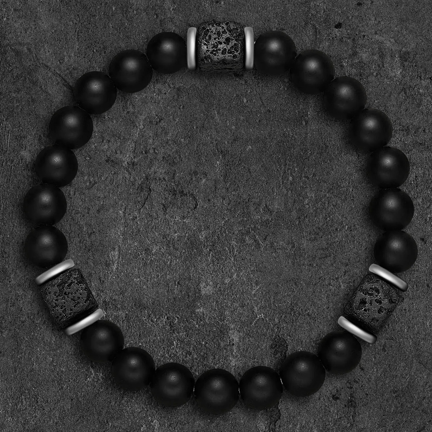 Volcanic Stone Beaded Men'S Bracelet For Him | Jessemade