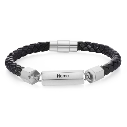 Jessemade IT Braccialetto acciaio inox personalizzato con 3 nomi per uomo