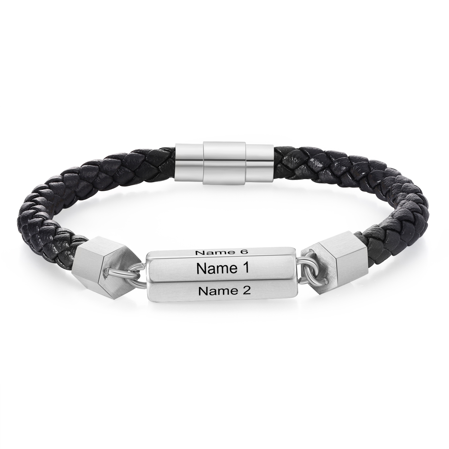 Jessemade IT Braccialetto acciaio inox personalizzato con 3 nomi per uomo