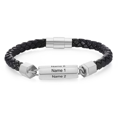 Jessemade IT Braccialetto acciaio inox personalizzato con 3 nomi per uomo