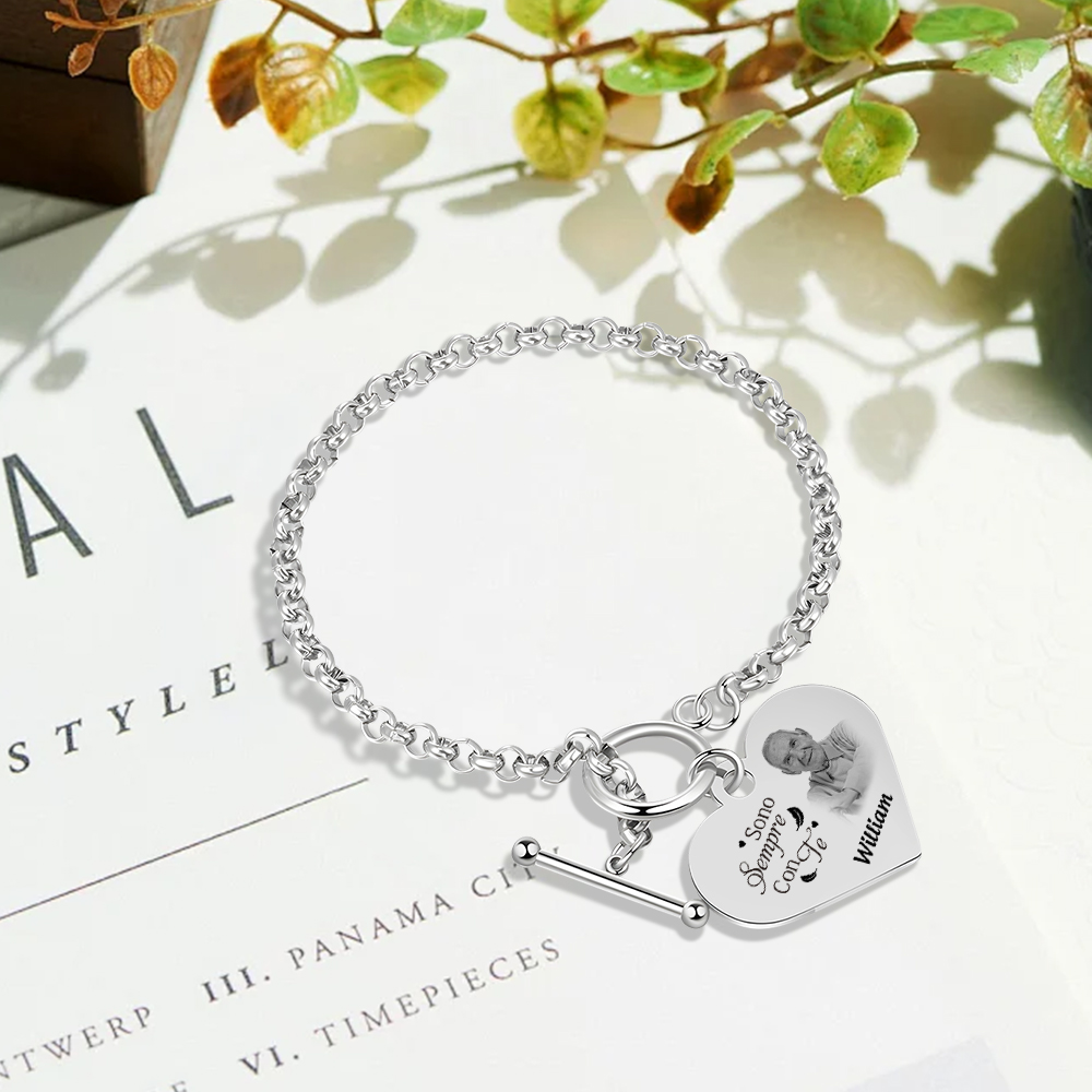 Braccialetto commemorativo personalizzato regali personalizzati con 1 foto e 1 nome per i tuoi | Jessemade