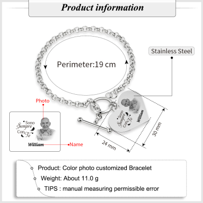 Braccialetto commemorativo personalizzato regali personalizzati con 1 foto e 1 nome per i tuoi | Jessemade