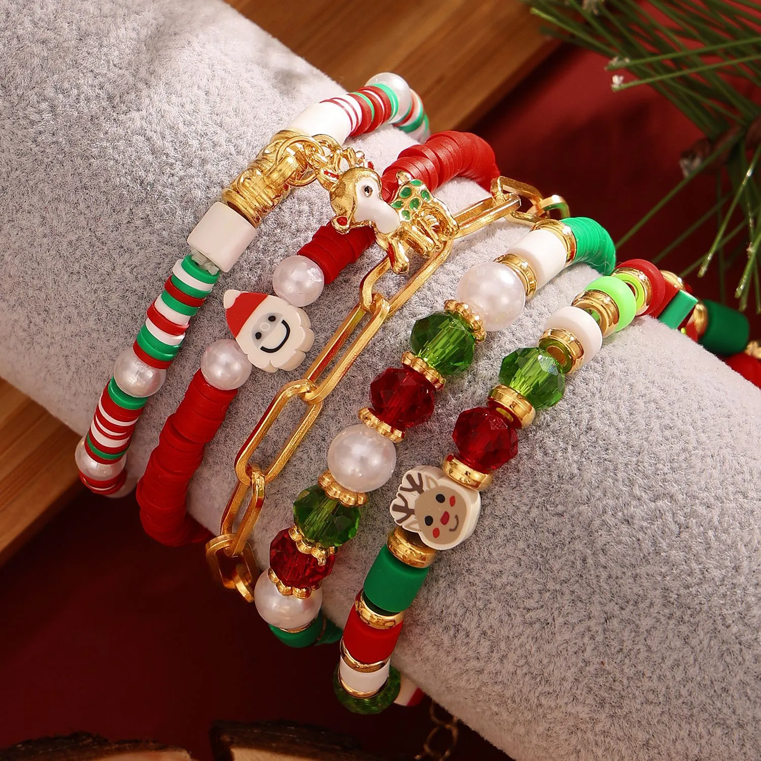 Set Bracciali Natalizi in Lega con Charm Festivi