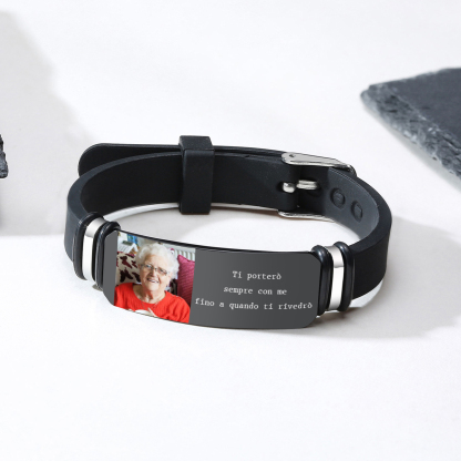 Braccialetto Commemorativo per Uomo Personalizzato – Foto e Materiale in Acciaio Inossidabile, Regalo Ideale per Lui o per Familiari | Jessemade