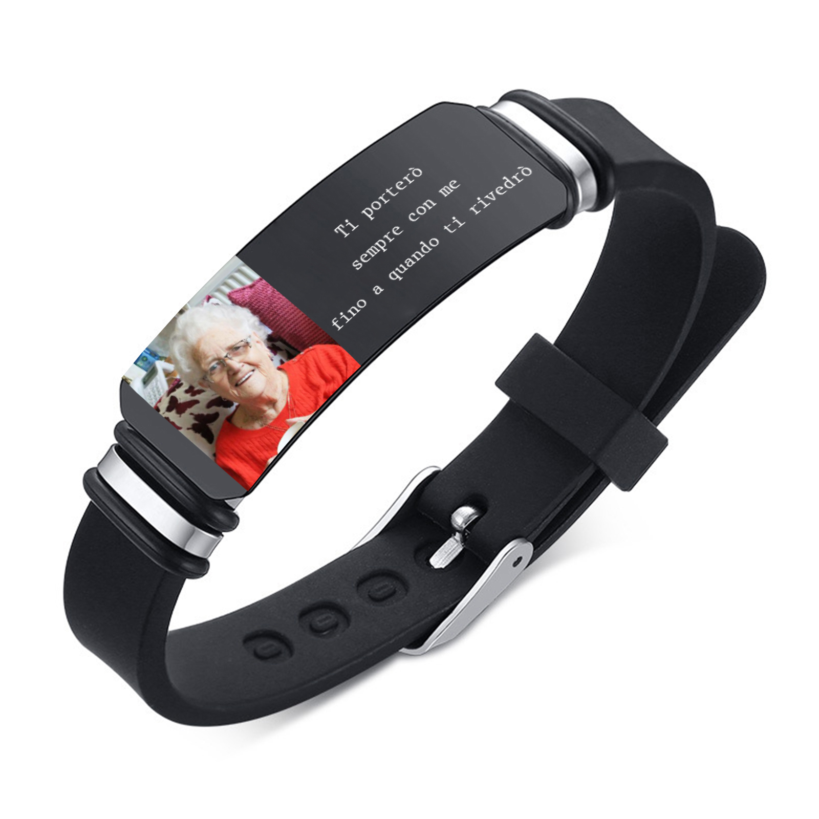 Braccialetto Commemorativo per Uomo Personalizzato – Foto e Materiale in Acciaio Inossidabile, Regalo Ideale per Lui o per Familiari | Jessemade