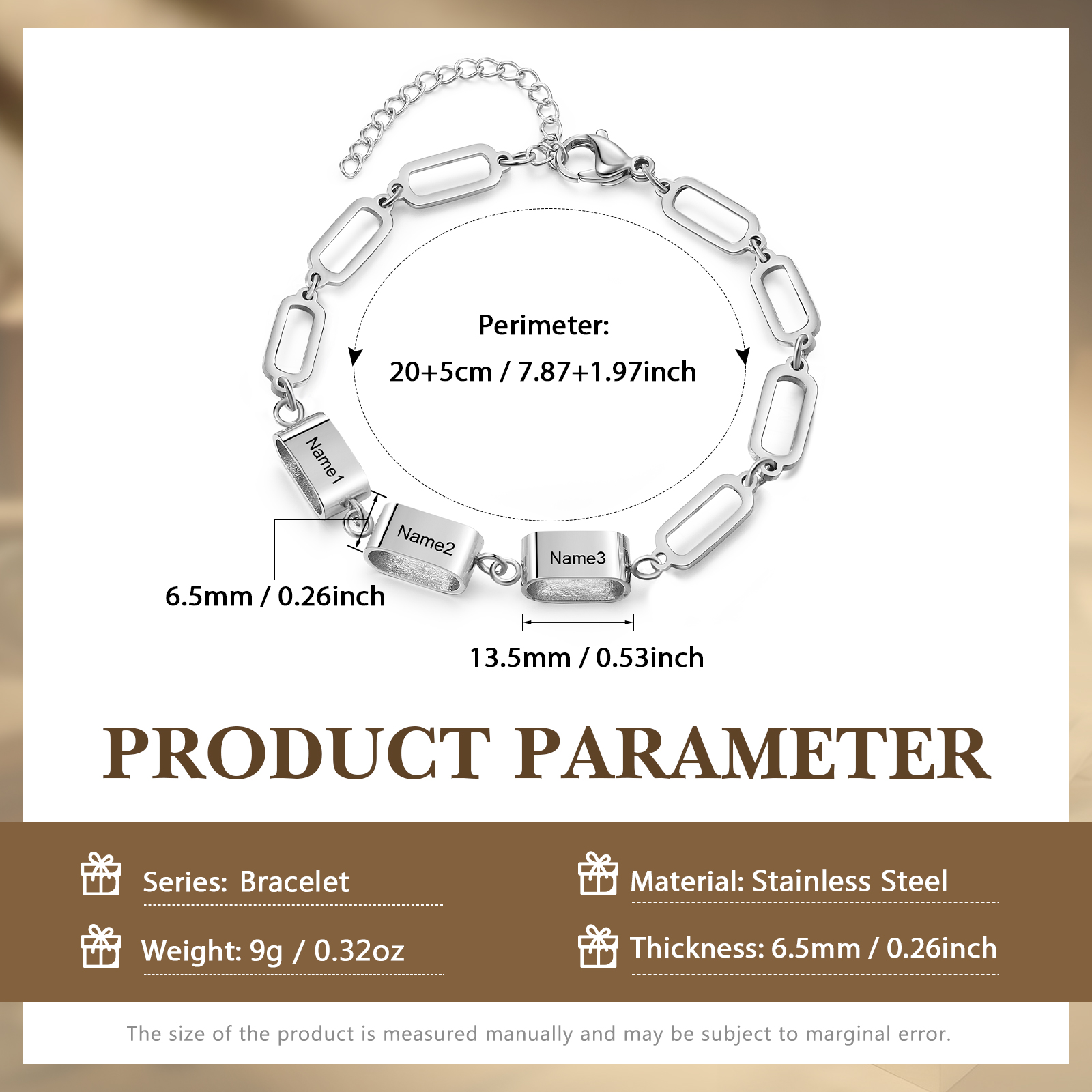 Bracciale Uomo Personalizzato – Incisione 3 Nomi | Regalo Speciale per Papà, Nonno, Marito e Fratello | Jessemade