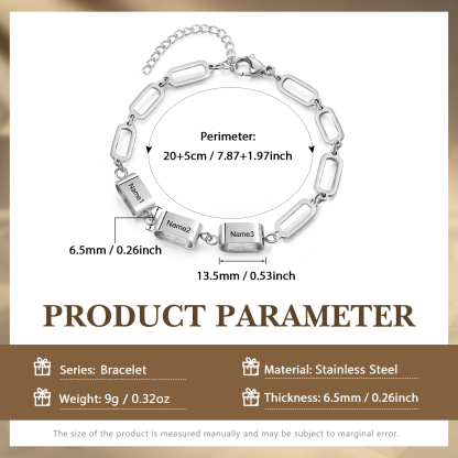 Bracciale Uomo Personalizzato – Incisione 3 Nomi | Regalo Speciale per Papà, Nonno, Marito e Fratello | Jessemade