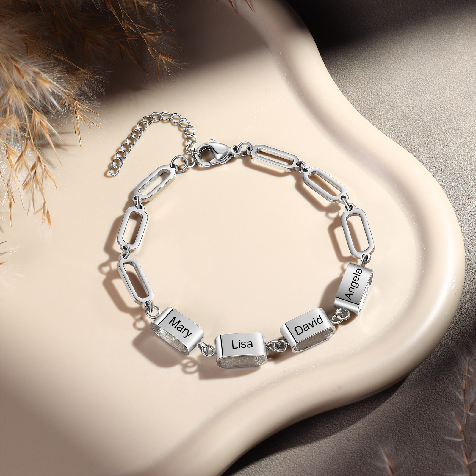 Bracciale Uomo Personalizzato – Incisione 4 Nomi | Regalo Speciale per Papà, Nonno, Marito e Fratello | Jessemade