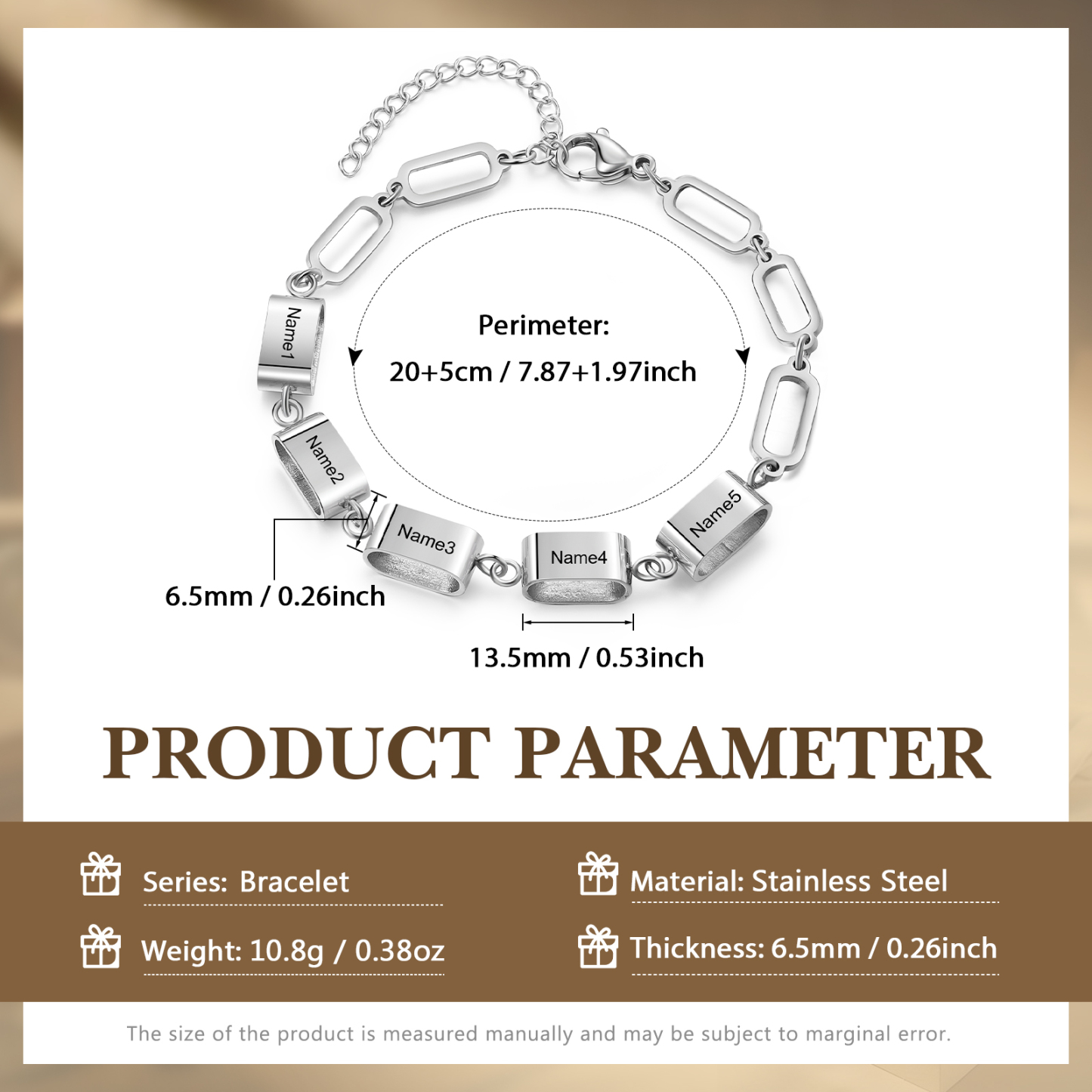 Bracciale Uomo Personalizzato – Incisione 5 Nomi | Regalo Speciale per Papà, Nonno, Marito e Fratello | Jessemade