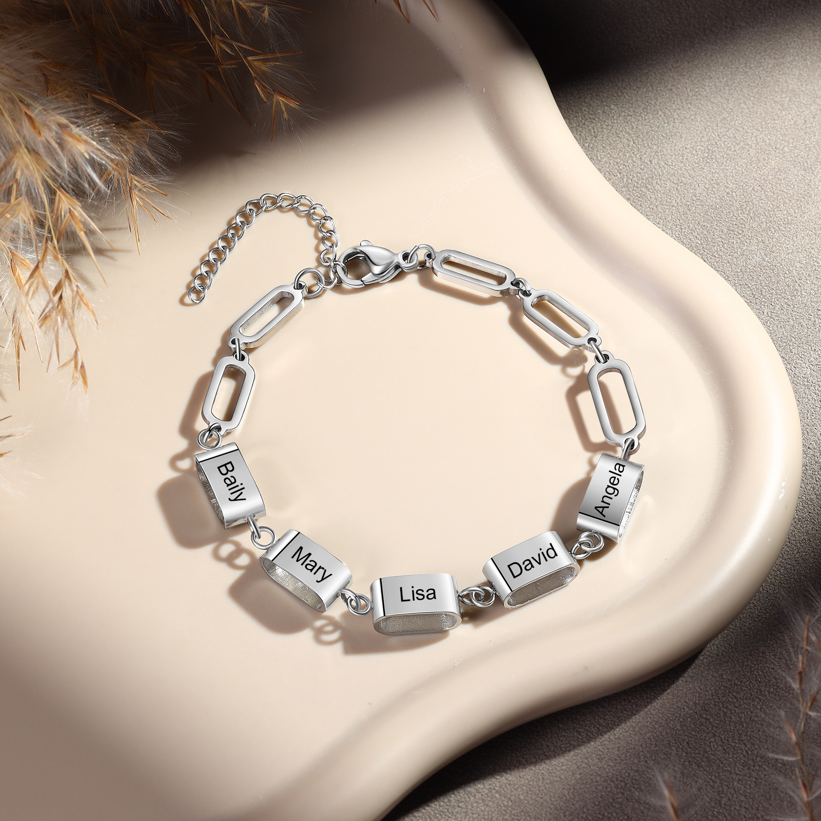 Bracciale Uomo Personalizzato – Incisione 5 Nomi | Regalo Speciale per Papà, Nonno, Marito e Fratello | Jessemade