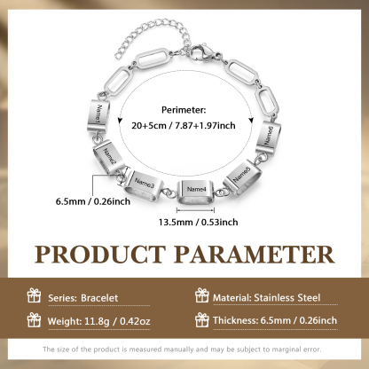 Bracciale Uomo Personalizzato – Incisione 6 Nomi | Regalo Speciale per Papà, Nonno, Marito e Fratello | Jessemade