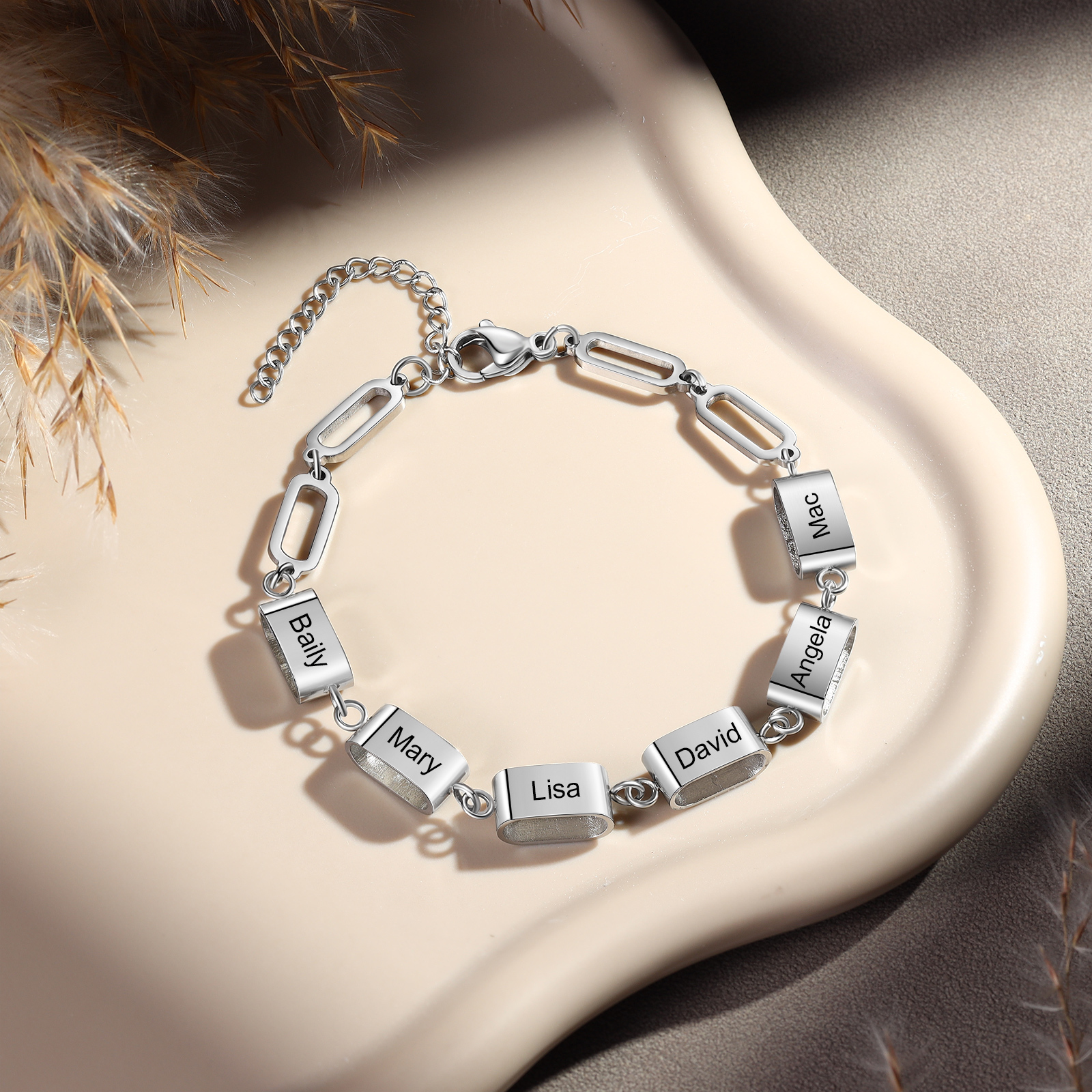 Bracciale Uomo Personalizzato – Incisione 6 Nomi | Regalo Speciale per Papà, Nonno, Marito e Fratello | Jessemade