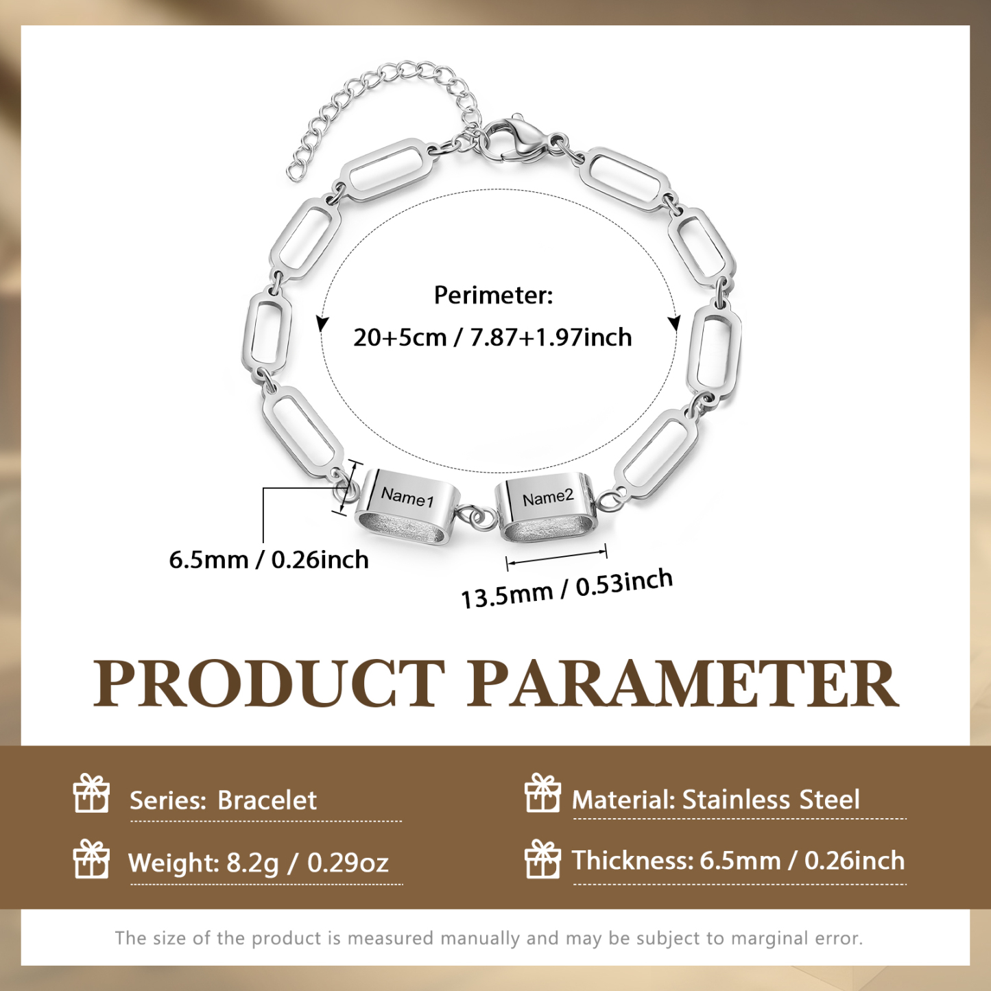 Bracciale Uomo Personalizzato – Incisione 2 Nomi | Regalo Speciale per Papà, Nonno, Marito e Fratello | Jessemade